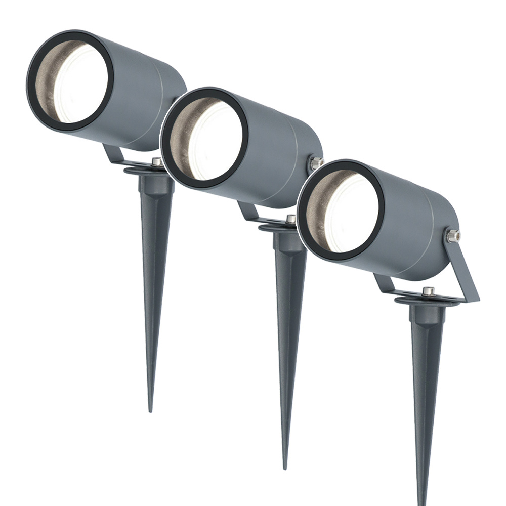 3x HOFTRONIC Spikey - Tuinspot voor buiten - LED - Antraciet - 6000K Daglicht wit - Waterdicht - 5 Watt - 400 Lumen - 230V - Verwisselbare GU10 lamp - Prikspot met grondspies - Ric