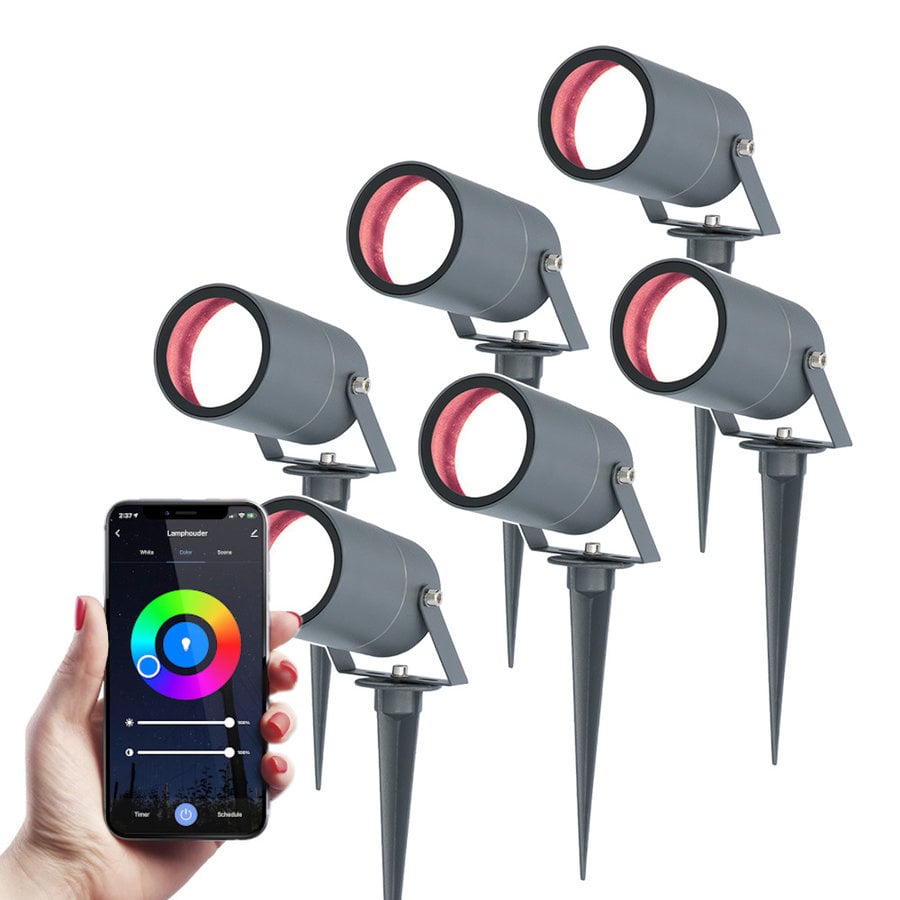 6x Smart Erdspießleuchte RGBWW Spikey - - - Gartenbeleuchtung IP65 LED