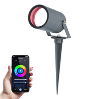 Spikey - Smart Strahler Garten WiFi + Bluetooth - Aluminium anthrazit - RGBWW 16,5 Millionen Farben - IP65 wasserdicht - Auch als Wandstrahler - Für Google Home, Amazon Alexa und Siri - Erdspießstrahler