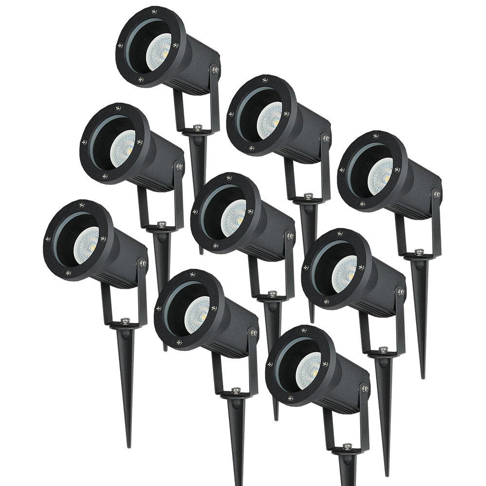 HOFTRONIC™ Set van 9 aluminium prikspots dimbaar 5 Watt GU10 6000K IP44