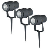 Satz mit 3 LED Aluminium Erdspießstrahler 12 Watt 720 Lumen 4000K IP65 Spritzwasserdicht - Grau
