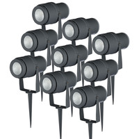 Satz mit 9 LED Aluminium Erdspießstrahler 12 Watt 4000K IP65 schwarz