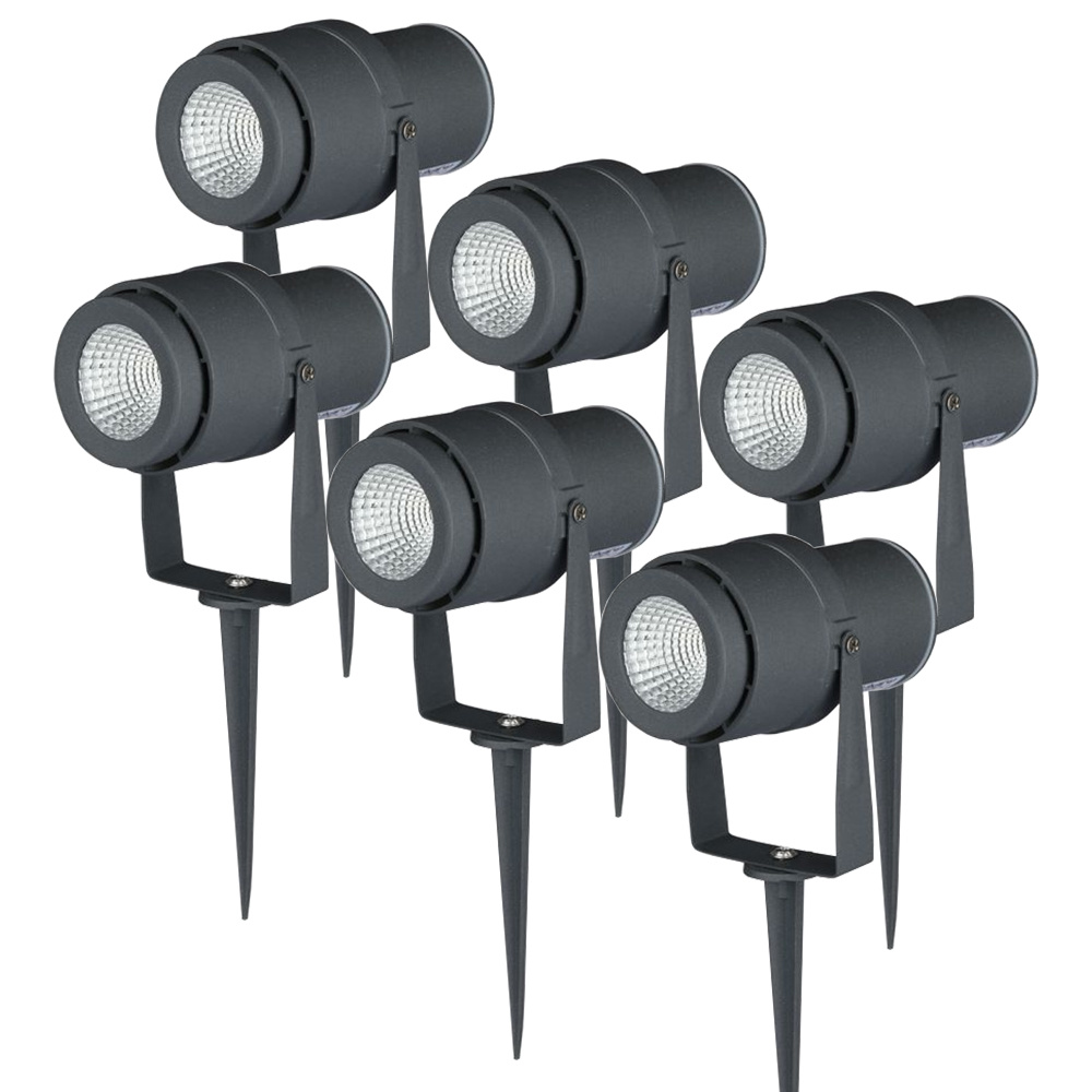 V-TAC Set van 6 LED aluminium prikspots 12 Watt 3000K IP65 antraciet