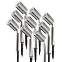 Satz mit 9 dimmbaren Edelstahl Erdspießstrahler 5 Watt GU10 3000K IP44