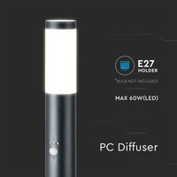 LED Sokkellamp Dally XL Antraciet Incl. Bewegingssensor en Schemerschakelaar E27 Fitting IP44 110 cm