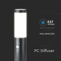 LED Außen-Wegeleuchte Dally S Schwarz Inkl. Bewegungsmelder und Dämmerungsschalter E27 IP44 45cm