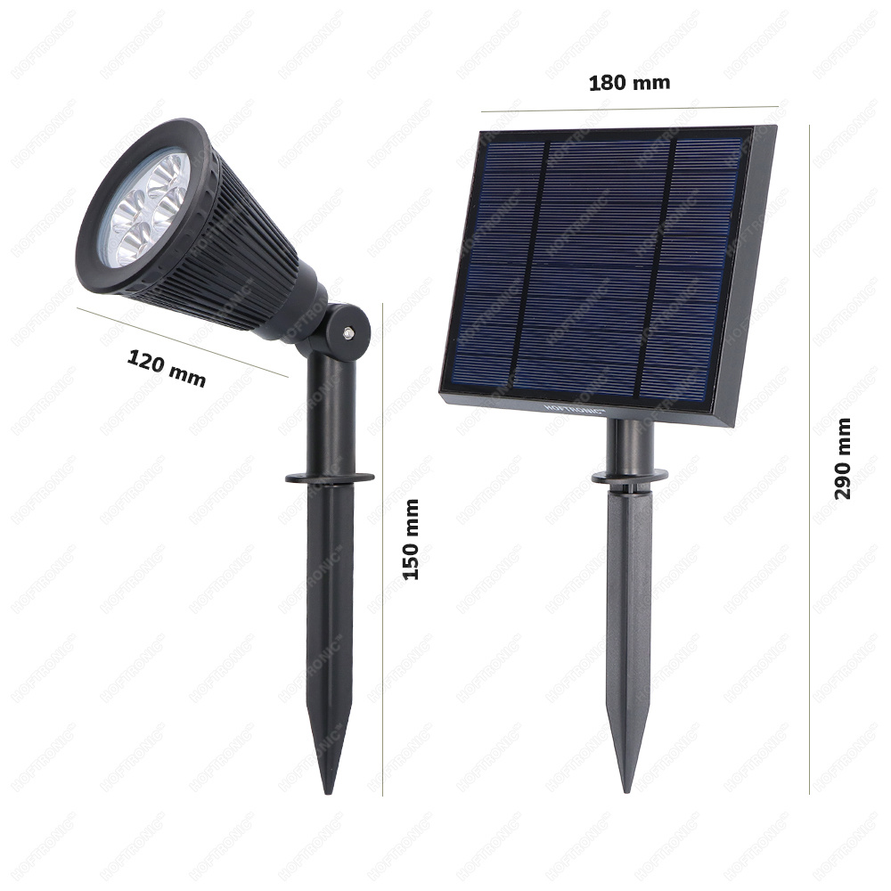 4x Solar LED tuinspot Bend Duo met los zonnepaneel 3000K warm wit Prikspot - Tuin spots, spots bodem buiten