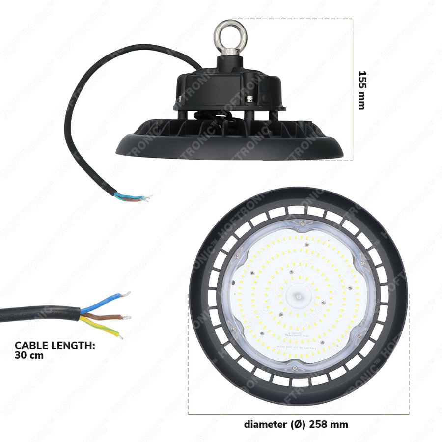 LED High bay 100W 6000K IP65 140lm/W Powered by Hoftronic