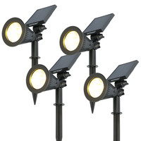 4x Solar LED Gartenstrahler Bend PIR mit Bewegungsmelder 3000K Warmweiß