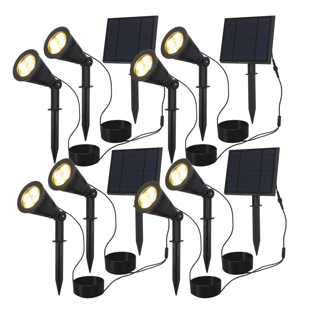 HOFTRONIC™ 4x Solar LED tuinspot Bend Duo met los zonnepaneel 3000K warm wit Prikspot