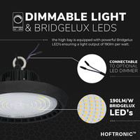 LED High bay Saturn 70W 120° IP65 Dimbaar 5700K 190lm/W Hoftronic Powered 5 jaar garantie