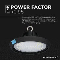 LED High bay Saturn 70W 120° IP65 Dimbaar 5700K 190lm/W Hoftronic Powered 5 jaar garantie
