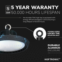 LED High bay Saturn 70W 120° IP65 Dimbaar 5700K 190lm/W Hoftronic Powered 5 jaar garantie