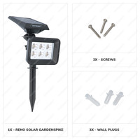 Reno LED Solar Tuinspot 3000K warm wit IP65 Spatwaterdicht Prikspot Grondspot