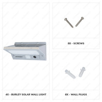 4x Burley LED Solar Wandlamp met bewegingssensor 3 lichtstanden 21 LEDS 3000K warm wit