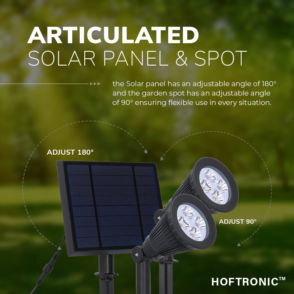 4x Solar LED tuinspot Bend Duo met los zonnepaneel 3000K warm wit Prikspot - Tuin spots, spots bodem buiten