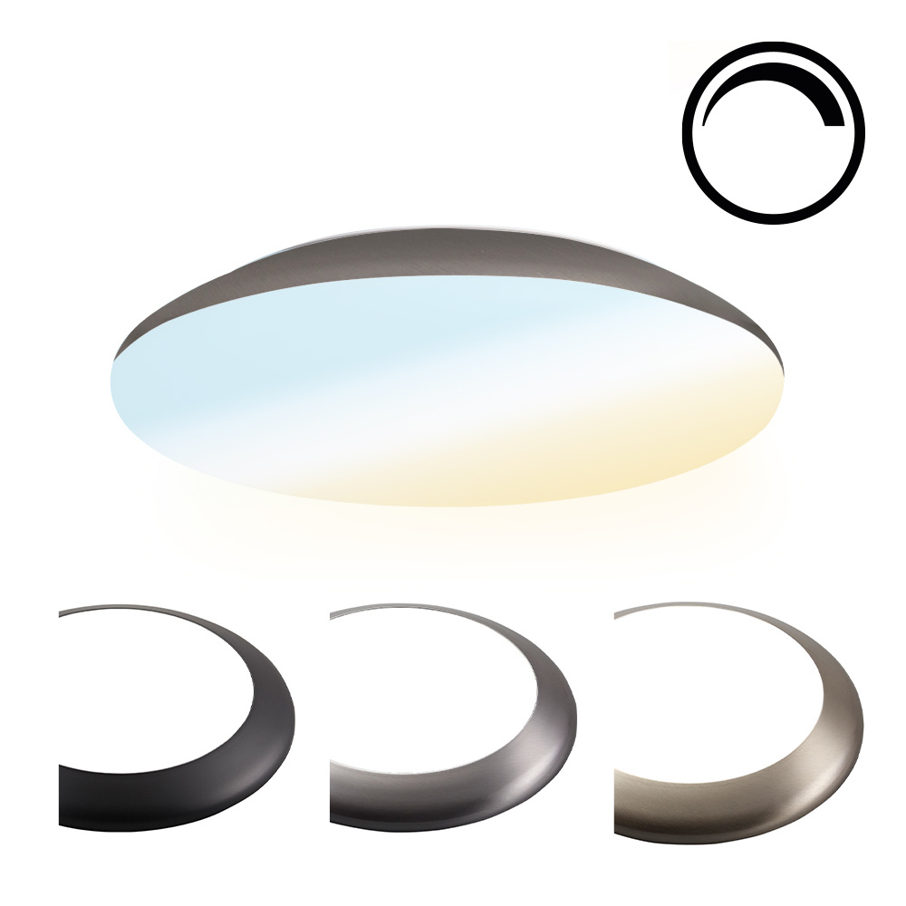 HOFTRONIC - Dimbare LED Plafondlamp - Plafonnière - Chroom - 12 Watt - IP65 waterdicht - Kleur instelbaar (2700K, 4000K & 5000K) - 1200 Lumen - IK10 Stootveilig - Ø25 cm - Geschikt