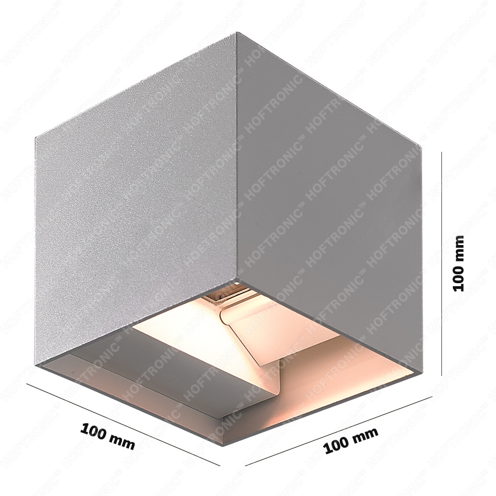 Kansas LED wandlamp - 3000K warm wit - 7 watt - Up & down light - Kubus - Voor buiten en binnen - Grijs voor binnen en buiten
