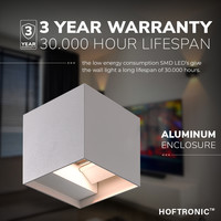 Dimmbare LED Wandleuchte Kansas Grau 6 Watt 3000K doppelseitige Beleuchtung IP54