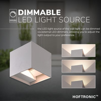 Kansas - Dimmable LED wall light cube - 7 Watt - 3000K warm white - Up & Down light - IP65 - Grey - For outdoor and indoor use
