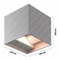 Kansas - Dimmable LED wall light cube - 7 Watt - 3000K warm white - Up & Down light - IP65 - Grey - For outdoor and indoor use