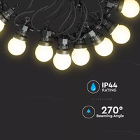 5m LED Prikkabel - String Light - 10 Milky LEDs - 3000K Warm wit - IP44 Lichtsnoer buiten - koppelbaar tot 50 units