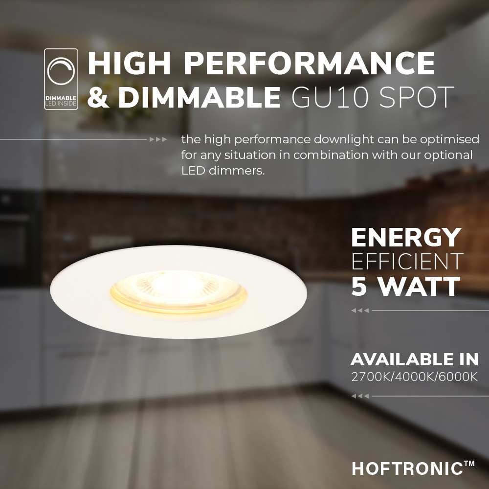 HOFTRONIC™ GU10 LED spot 5 Watt Dimmable 4000K neutral white (replaces 50W)