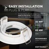 Dublin LED dimbare inbouwspot - Kantelbaar - Warm wit 2700K- incl. GU10 spot - Wit plafondspot - IP20 voor binnen