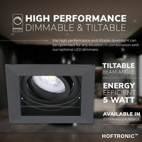 Dimbare LED inbouwspot Durham 5 Watt 6400K zwart kantelbaar IP20