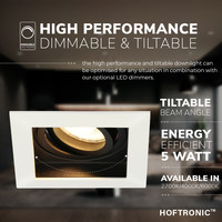 Dimmable LED downlight Durham 5 Watt 2700K warm white tiltable