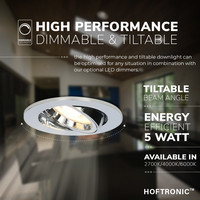 Set of 3 dimmable LED downlights Maya 5 Watt 6400K spot tiltable