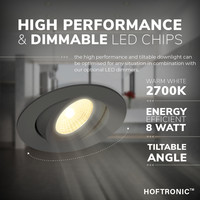 Set of 3 LED Downlights Salerno Black 8 Watt 2700K IP44 tiltable