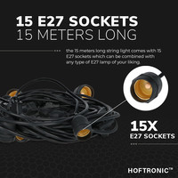 5m LED Prikkabel - String Light - 10 E27 Fittingen - IP54 Lichtsnoer buiten - excl. lichtbronnen