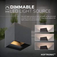 Set of 6 Dimmable LED Wall light Kansas black 7 Watt 3000K Up & Down light IP65