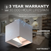 Kansas - Dimmable LED wall light cube - 7 Watt - 3000K warm white - Up & Down light - IP65 - Grey - For outdoor and indoor use