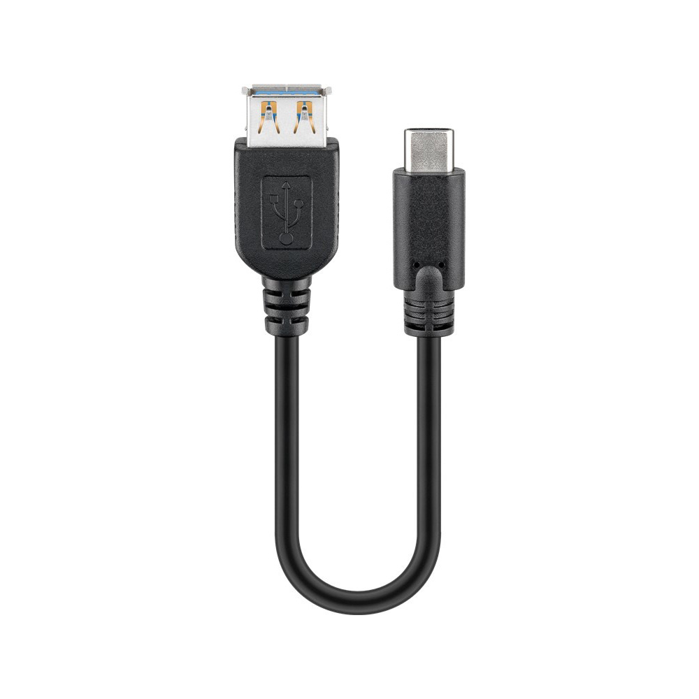 Goobay USB 3.2 GEN 1 (USB3.0) Aansluitkabel USB C naar USB A 5Gbit s USB adapter OTG kabel USB C naar USB A aansluitkabel 0.2m 5Gbit s GEN 1 zwart