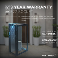 Stella dimbare LED wandlamp - excl. E27 lichtbron - max. 60 watt - IP44 - Zwart - 3 jaar garantie