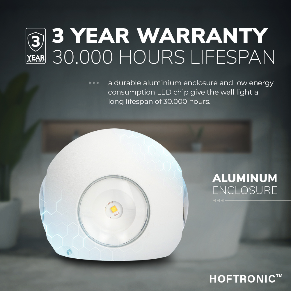 LED Wandlamp Austin wit 4 Watt 3000K 4 Lichts IP54 spatwaterbestendig 3 jaar garantie voor binnen en buiten