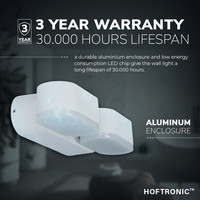 Dimmbare LED-Wandleuchte Dayton Doppel Weiß 12 Watt 3000K Schwenkbar IP54 spritzwassergeschützt 3 Jahre Garantie