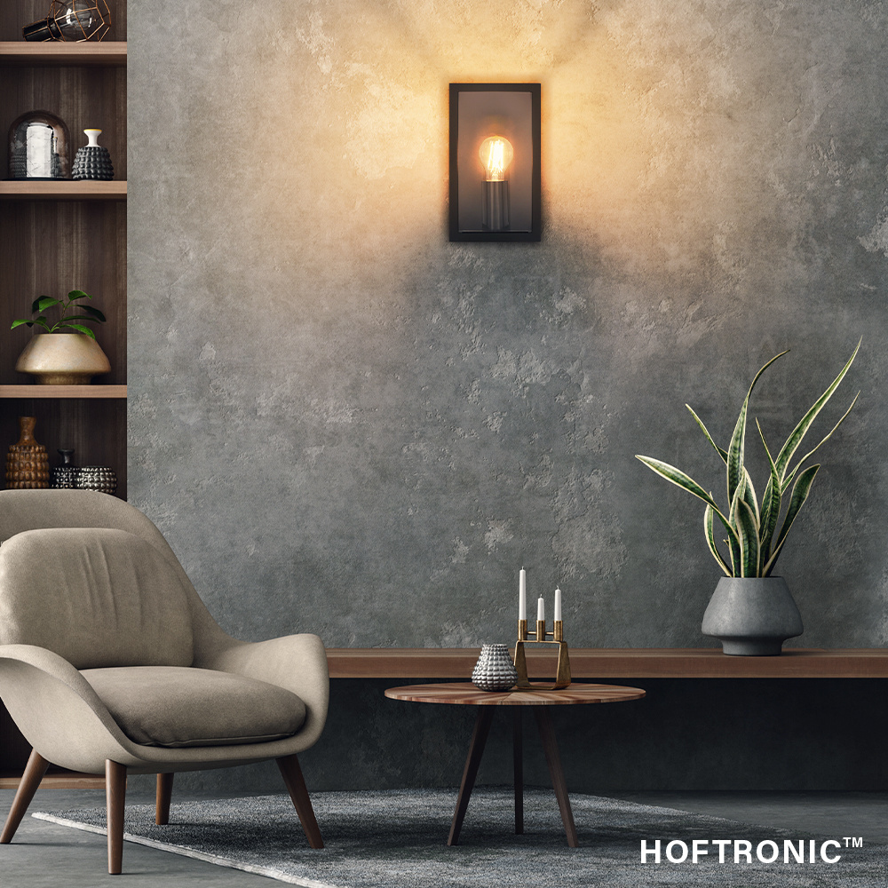 Stella dimbare LED wandlamp - excl. E27 lichtbron - max. 60 watt - IP44 - Zwart - 3 jaar garantie voor binnen en buiten