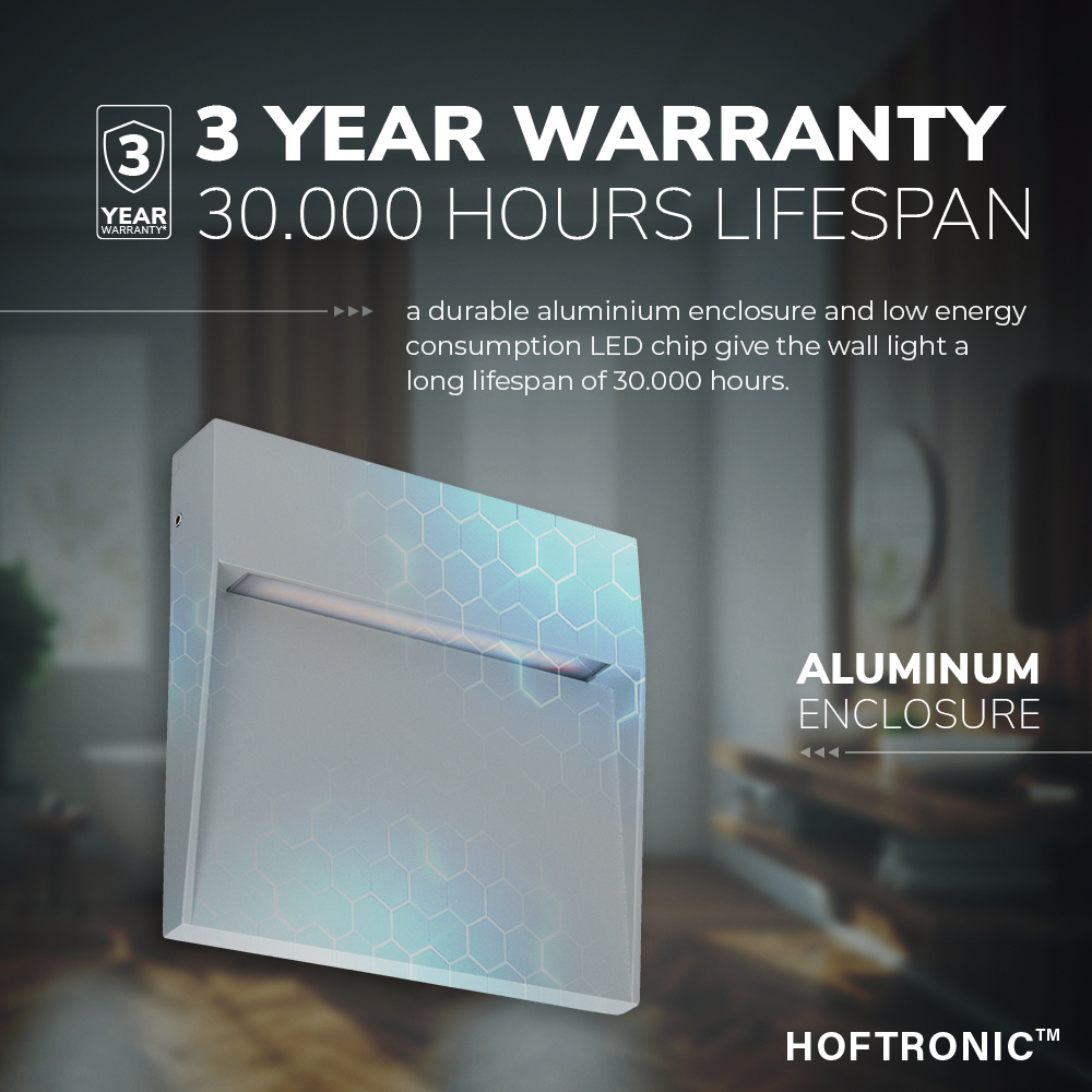 Dimbare LED Wandlamp Logan grijs 6 Watt 3000K IP54 spatwaterbestendig 3 jaar garantie voor binnen en buiten