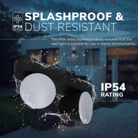 LED wall light Memphis double black 12 Watt 3000K tiltable IP54 splash-proof 3 year warranty
