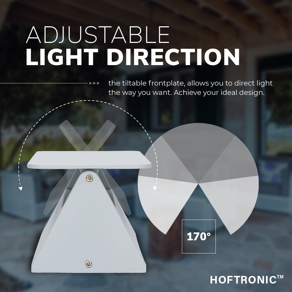 Toledo kantelbare LED wandlamp - 3000K warm wit - 6 Watt - Up & down light - IP54 voor binnen en buiten - Moderne muurlamp - Tweezijdig - Grijs voor
