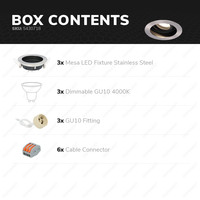 Set of 3 dimmable LED downlights Mesa 6.5 Watt 4000K neutral white tiltable IP20