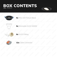 Set of 6 dimmable LED downlights Miro 6.5 Watt 4000K spot tiltable IP20