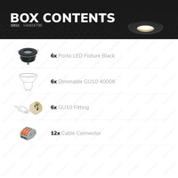 Set of 6 dimmable LED downlights Porto 6.5 Watt 4000K spot IP44 Black