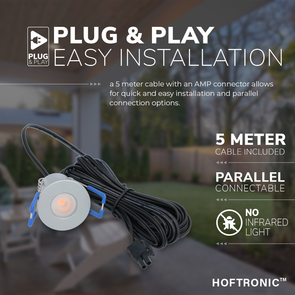 Milano - 4x inbouwspots veranda - Dimbaar LED - Complete set met afstandsbediening - Plug & Play - 12 Volt 3 watt - 2700K 200 lumen - IP65 waterdicht