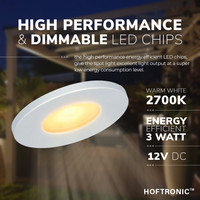 4er set 12V 3W - Mini LED Einbaustrahler - Edelstahl - Dimmbar - Vertieft - Terrassenbeleuchtung - IP65 für den Außenbereich - 2700K - Warmweiß