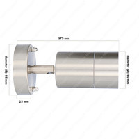 Lago kantelbare wandlamp - Dimbaar - IP44 - Exclusief GU10 - Spotlight voor binnen en buiten - Geschikt als wandspot en plafondspot - RVS