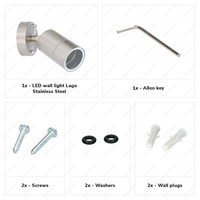 Lago tilting wall lamp - Dimmable - IP44 - Exclusive GU10 light source - Indoor and outdoor spotlight - Suitable as wall and ceiling light - Stainless Steel